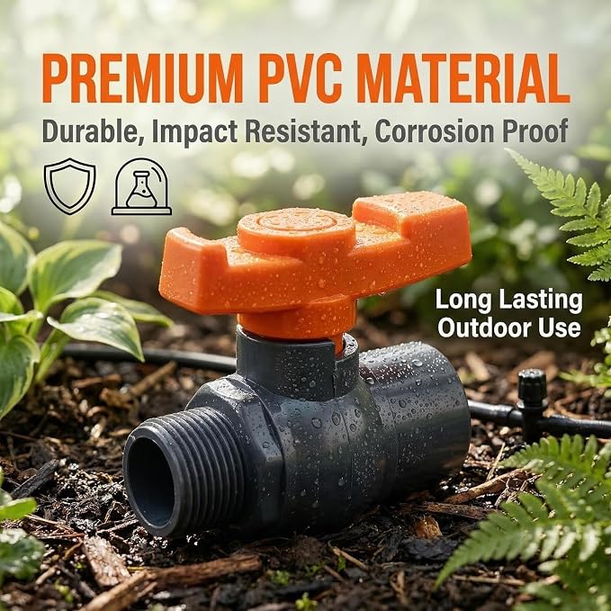 3/4 inch PVC Ball Valves, 3/4" Female x Male Threaded PVC Shut Off Valve - Image 3