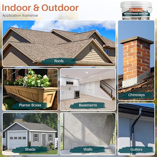 Tkaimy Polyurethane Waterproof Coating, Fix Leaks & Cracks | Multi Surface - Image 4