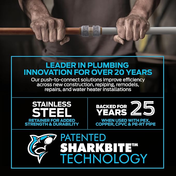 SharkBite Max 3/4 Inch Polybutylene Transition Coupling, Push to Connect Brass - Image 4