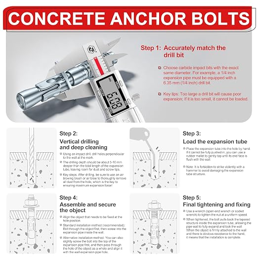 1/4 x 2-1/4 in Wedge Anchors 12 pcs Galvanized Concrete Anchors | Concrete - Image 5