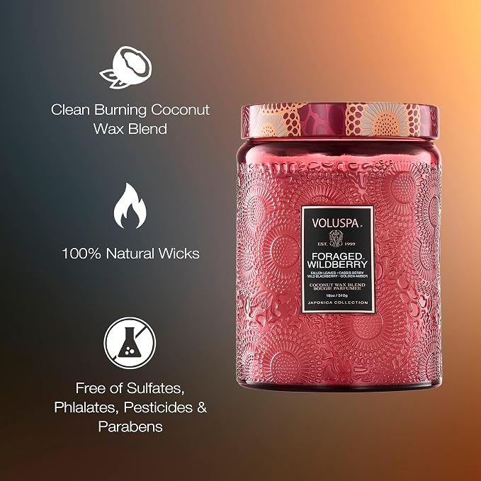 Voluspa Foraged Wildberry Large Jar Candle, 18 oz, Coconut Wax Blend, Berry - Image 4