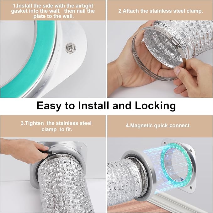 Magnetic Dryer Vent Connector Kit Dryer Vent Hose Coupling Quick Connector - Image 7