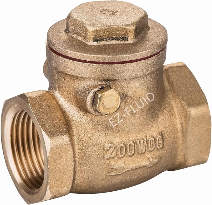 EZ-Fluid 1-1/2" IPS Female Threaded Brass Swing Check Valve, Horizontal T by EZ-FLUIDPlumbingProducts