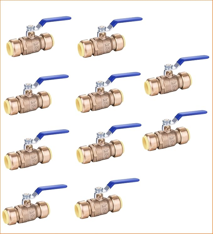 EZ-Fluid 3/4" Push to Connect Push Fit Ball Valve Heavy Duty Brass Full Port by EZ-FLUIDPlumbingProducts