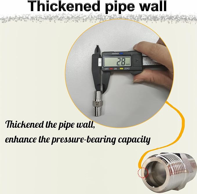 1/4" NPT Male Hex Nipple Pipe Fittings, 304 Stainless Steel 1/4 inch Threaded - Image 3
