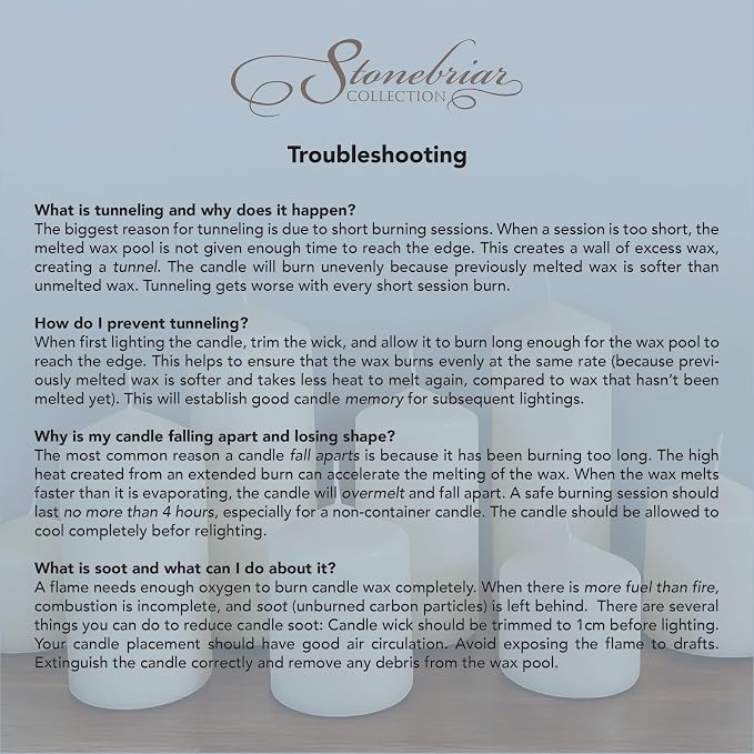 Stonebriar 3 Pack Tall 3 x 8 Inch 80 Hour Long Burning Unscented White Wax - Image 8