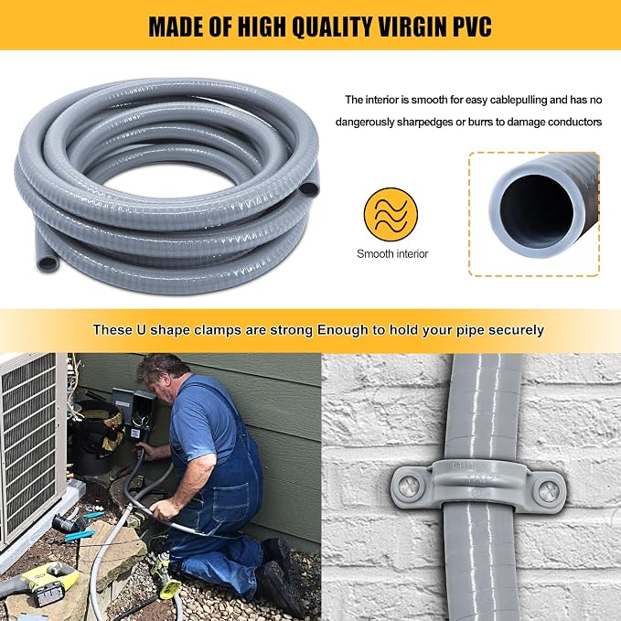 1-1/2 inch 25 Foot Liquid-Tight Conduit Kit, Flexible Non Metallic Electrical - Image 5