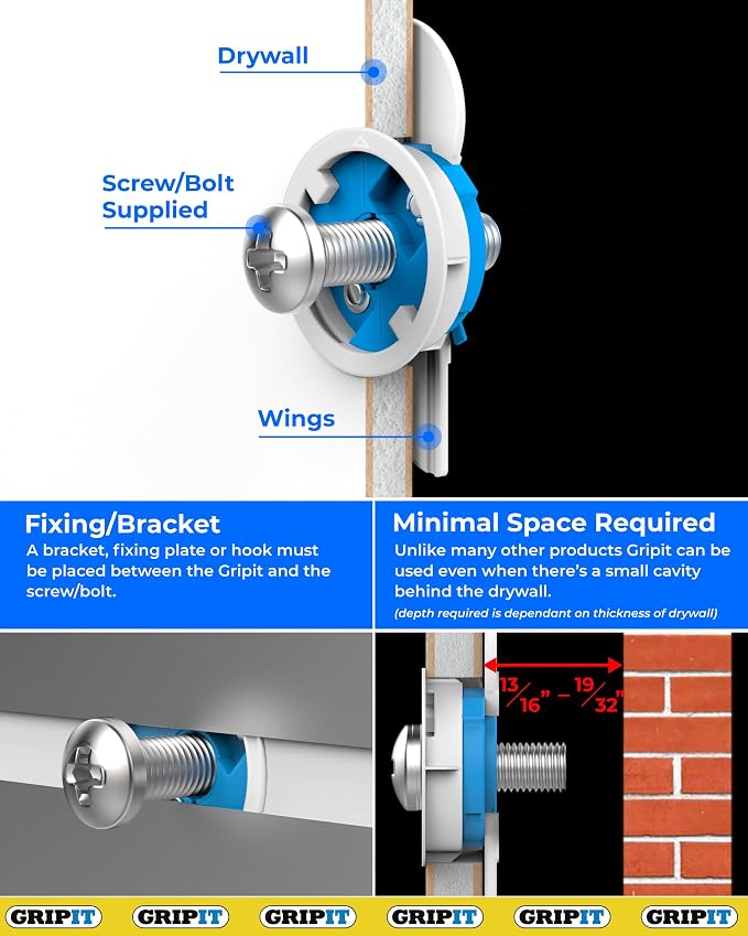 Gripit Blue Drywall Anchors | Pack of 4 | Heavy Duty Drywall Anchors | Wall - Image 7