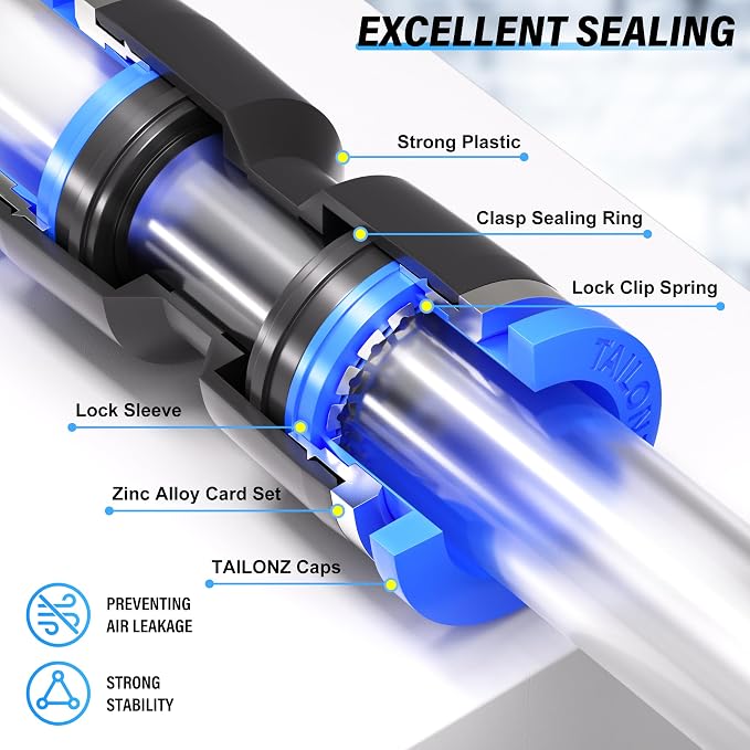 TAILONZ PNEUMATIC 3/8 inch od Push to Connect Fittings Pneumatic Fittings kit 5 - Image 3