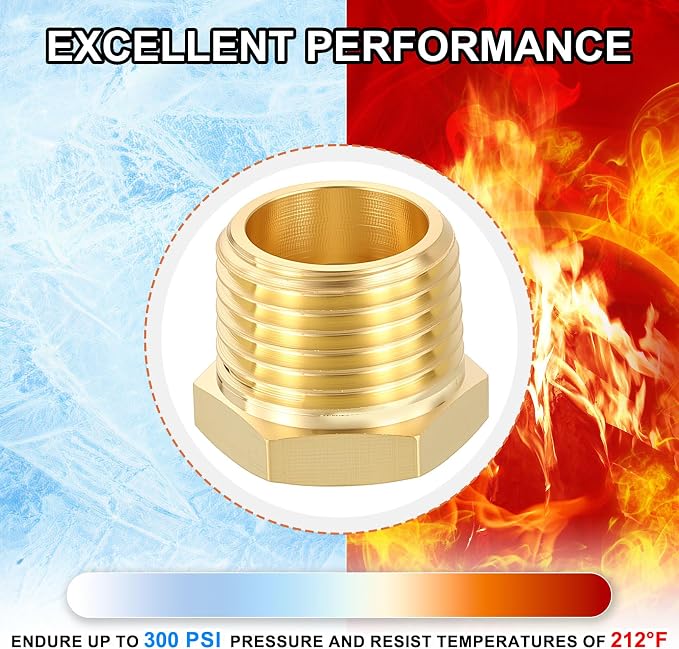 10 Pack Male to FeMale Adapters, 1/2" MNPT x 1/4" FNPT Threaded Brass Hex - Image 7