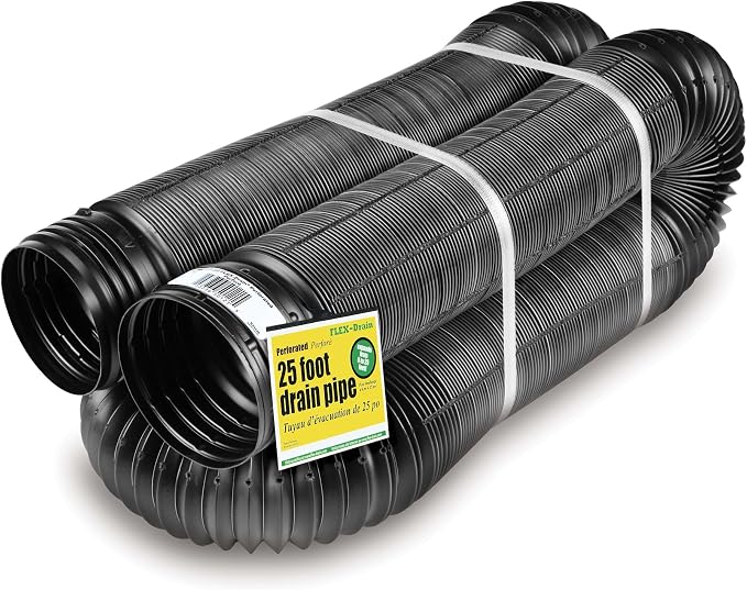 Flex-Drain 51310 Flexible/Expandable Landscaping Drain Pipe, Perforated by Flex-Drain
