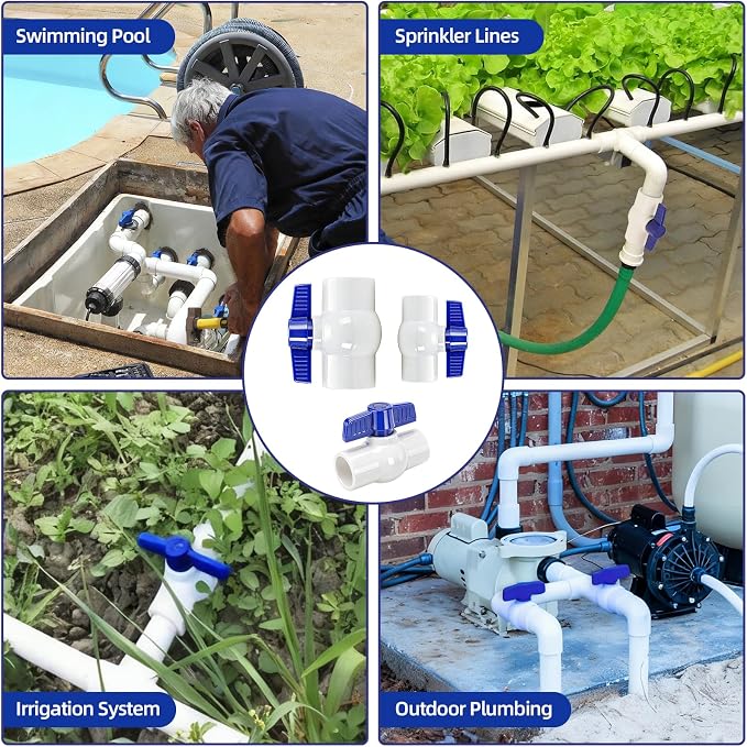 6 Pack PVC Ball Valve 1-1/4inch, PVC Water Pipe Shut Off Valve 1-1/4'' - Image 5