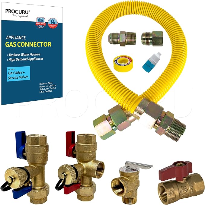 1" OD x 18" x 3/4"MIP x 3/4"FIP Flexible Gas Connector by PROCURU