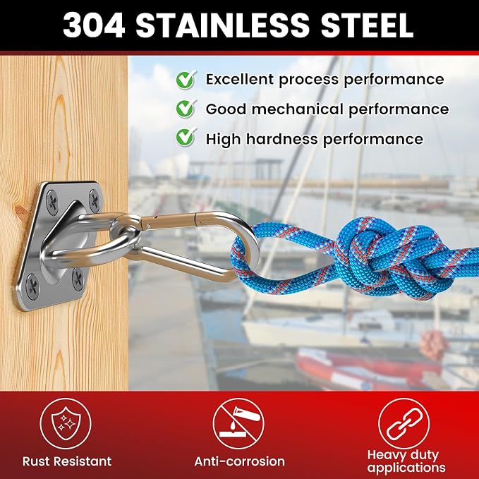 304 Stainless Steel Pad Eye Snap Hook, M5 Ceiling Hook 500Lb, Yoga Gym Equipment - Image 5