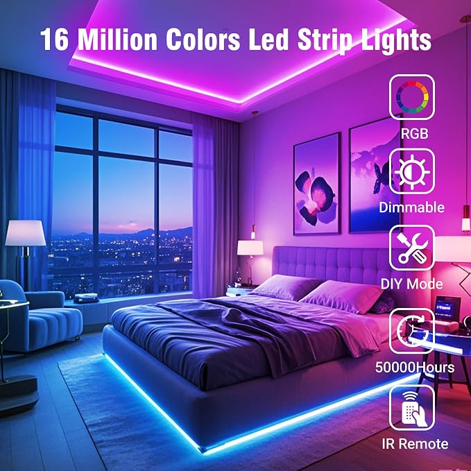 VOLIVO 400FT LED Strip Lights for Bedroom RGB Color Changing | 24-Key IR Remote - Image 2