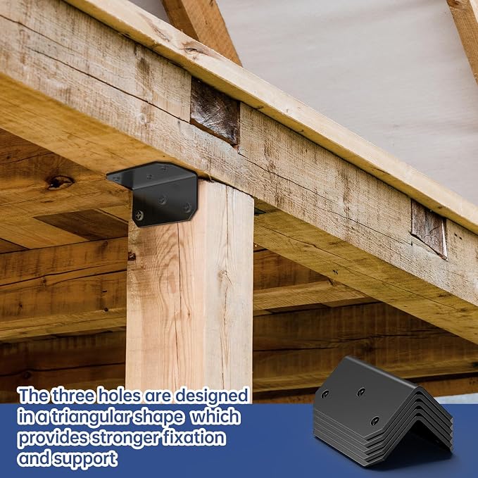 Yuleimy L Brackets for Wood, 2x4 Inch Galvanized Corner Braces, 4×2×2 in. black - Image 5