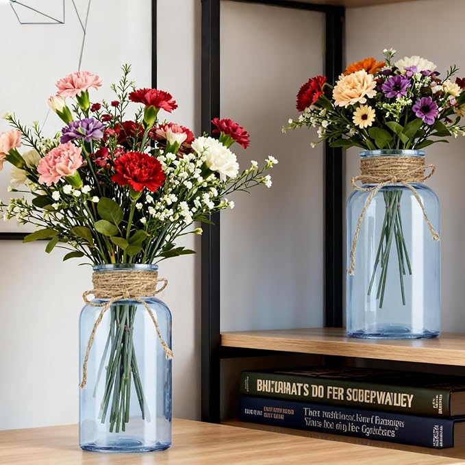 3 Pack Mason Jar Vases for Centerpieces, Wide Mouth Mason Jars - Image 4