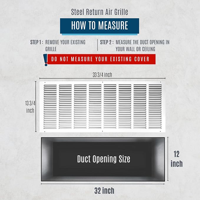 Fits 32x12 Duct Opening | Steel Return Air Grille by Handua | Vent Cover Grill - Image 3
