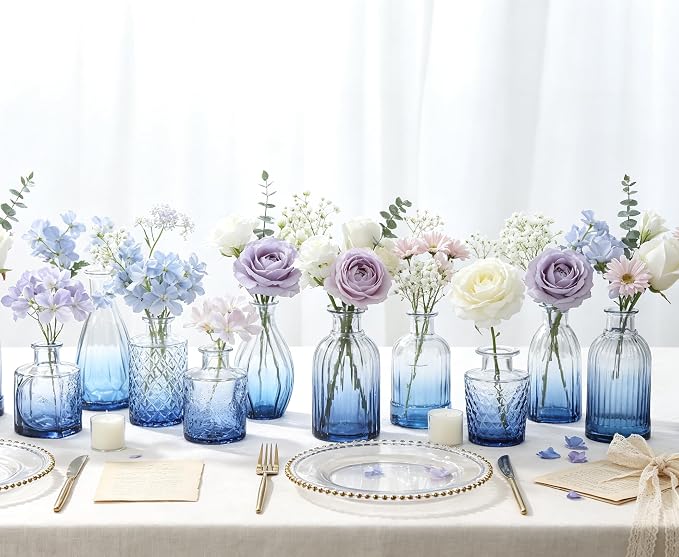 Fixwal Set of 18 Blue Bud Vases - Image 8