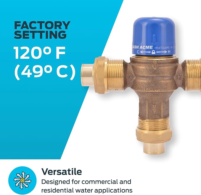 Cash Acme 3/4 Inch HG115 Sweat Thermostatic Mixing Valve - Image 3