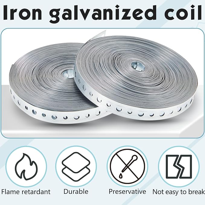 Gisafai 4 Rolls Galvanized Metal Pipe Strap 3/4 Inch x 100 FT Perforated Hanger - Image 4