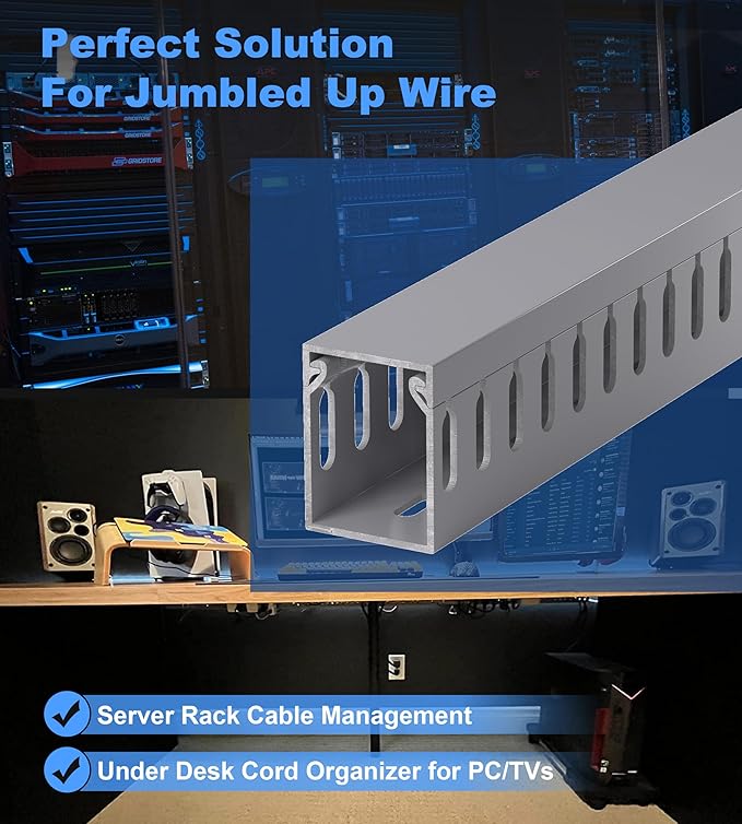 1.6" H x 1.2" W Cable Raceway, 6ft Under Desk Wire Management Channel, 2 Pack - Image 5
