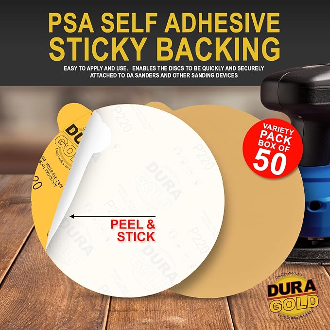 Dura-Gold Premium 80, 400 Grit 6" Gold PSA Sanding Discs, 10 Each, 50 Total - Image 3