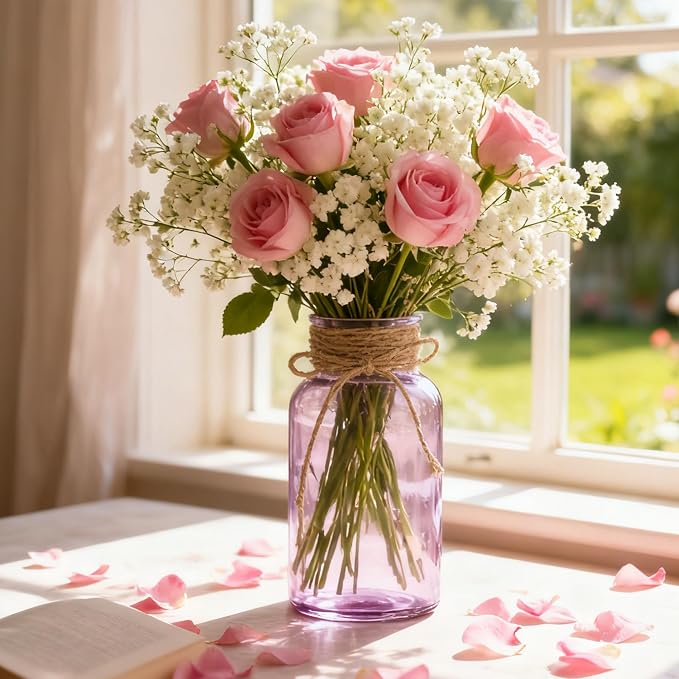 3 Pack Mason Jar Vases for Centerpieces, Wide Mouth Mason Jars - Image 3