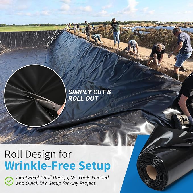 Black Plastic Sheeting, 10 Mil 2.5' x 100', Crawl Space Vapor Barrier, Vapor - Image 4