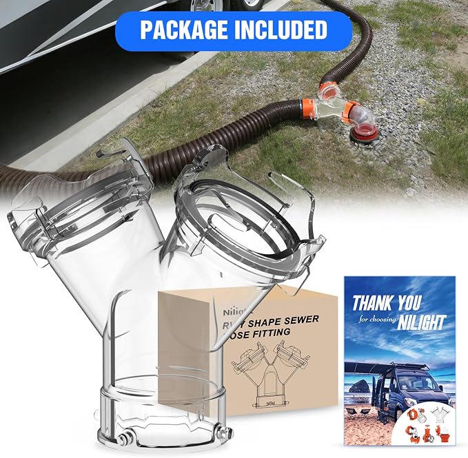Nilight RV Wye Sewer Hose Fittings Y Connector Clear - Image 7