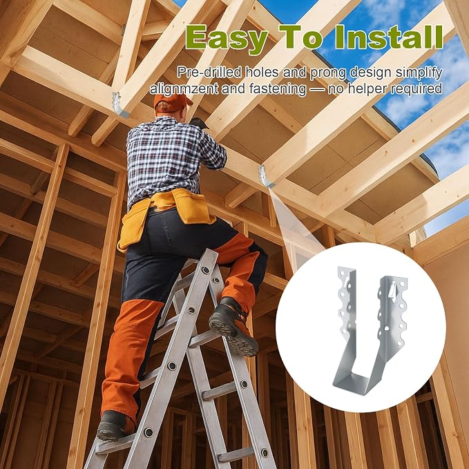 50 Pcs Joist Hangers 2x6, 20 Gauge Galvanized Face Mount Joist Hangers - Image 6