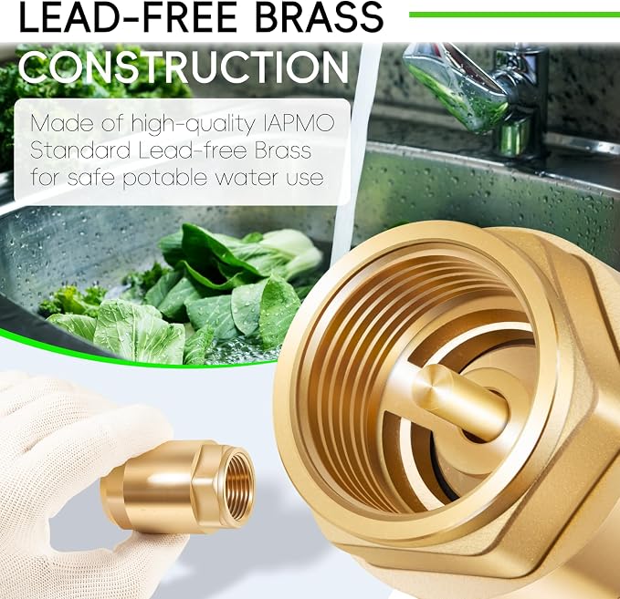 Brass In-Line Check Valve 3/4 Inch FNTP, One Way Water Hose Check Valve | - Image 4