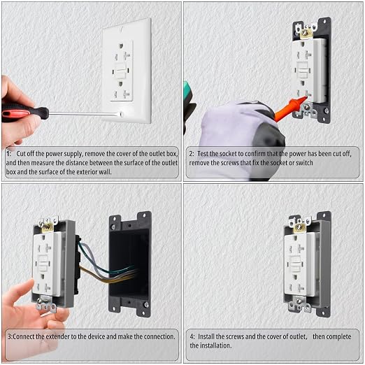 Outlet Box Extender 3/4 Inch, 10 Pack Gray | Includes screws. Fits single gang - Image 4