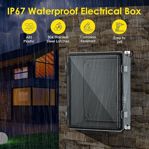 IP67 ABS Outdoor Electrical Box Waterproof 16.1''×12.2''×7.1'' | Weatherproof - Image 2