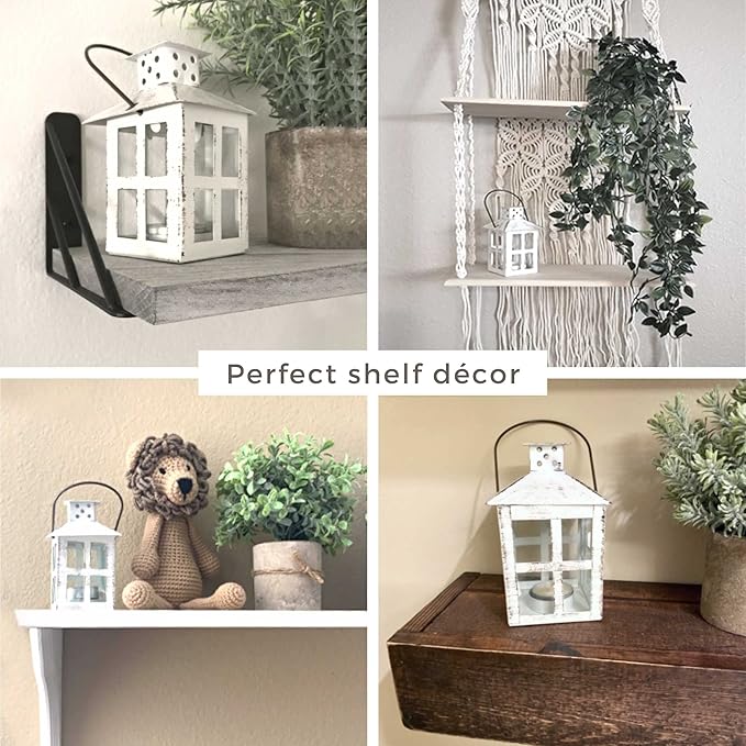 Kate Aspen White Vintage Distressed Rustic Candle Holder Decorative Lantern - Image 4