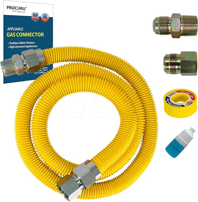 1" OD x 36" x 3/4"MIP x 3/4"FIP Universal Flexible Gas Connector, With/Without by PROCURU
