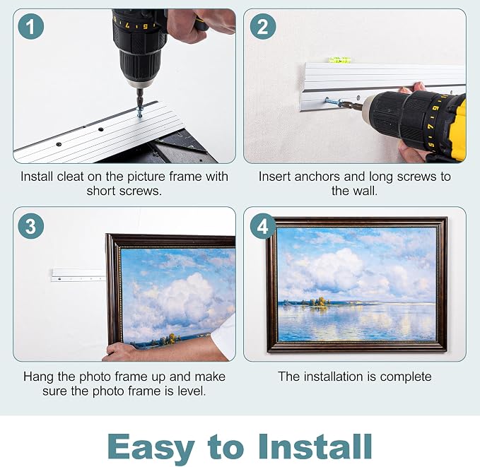 17 inch Z Clips French Cleat Hanger, 2 Pairs Heavy Duty Aluminum Picture Hanger - Image 5