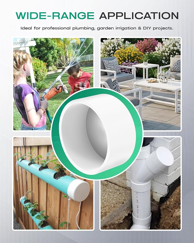 2 Inch PVC Cap, Fits Standard SCH40 2" PVC Pipe Fittings, Garden & Furniture - Image 7