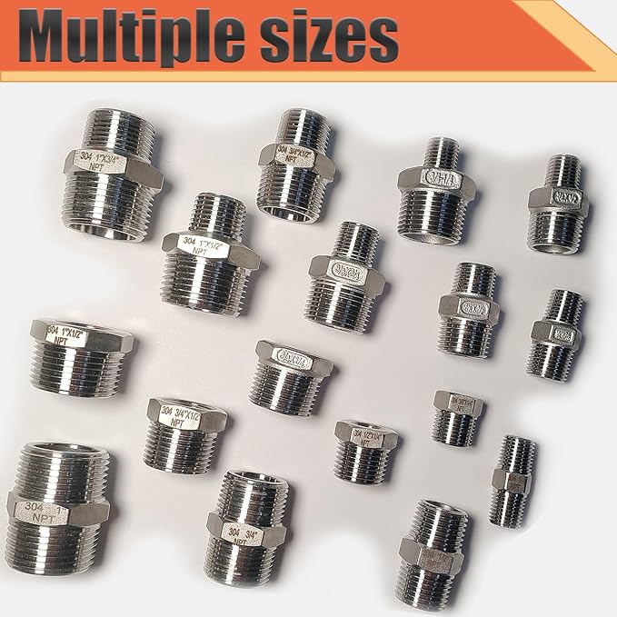 3/4" NPT Male to 1/2" NPT Female Reducer Bushing, 304 Stainless Steel Pipe Hex - Image 10