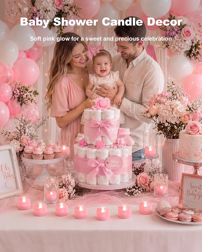 Homemory 50-Pack Pink Flameless Battery Tea Light Candles, 200+ Hours | - Image 3