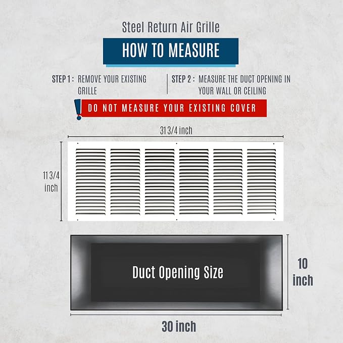 Fits 30x10 Duct Opening | Steel Return Air Grille by Handua | Vent Cover Grill - Image 3