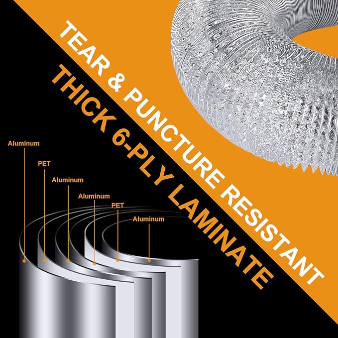 Heavy Duty 4"Flexible Dryer Vent Exhaust Duct Hose 25.5 Feet - Image 2