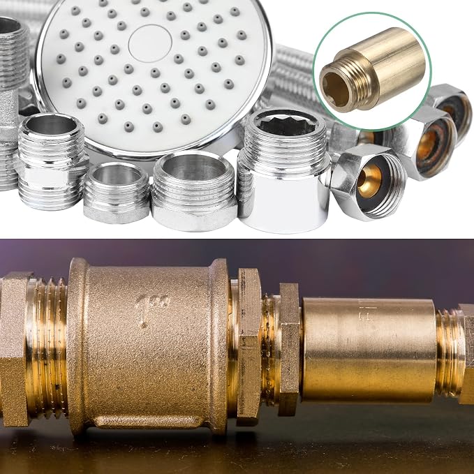 M METERXITY Shower Head Extension Arm, Brass G1/2 Male to Female Extension Pipe - Image 6