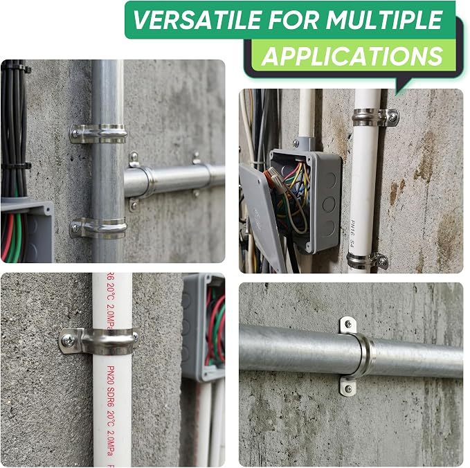 25PCS 1-1/2 inch Stainless Steel Conduit Clamps, Includes 10 Matching Screws | - Image 4