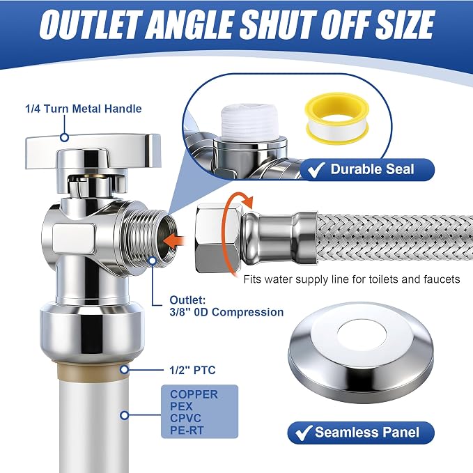 Dreyoo Complete Toilet Shut Off Valve Set - Image 5