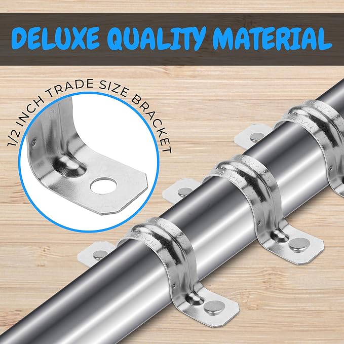 Heavy Duty Pipe Strap Stainless Steel Conduit Clamps, 2 Hole Steel EMT Pipe - Image 4