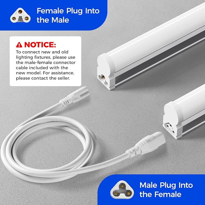 Barrina 6 Pack LED T5 Integrated Single Fixture 1FT, 6500K | Linkable Under - Image 4