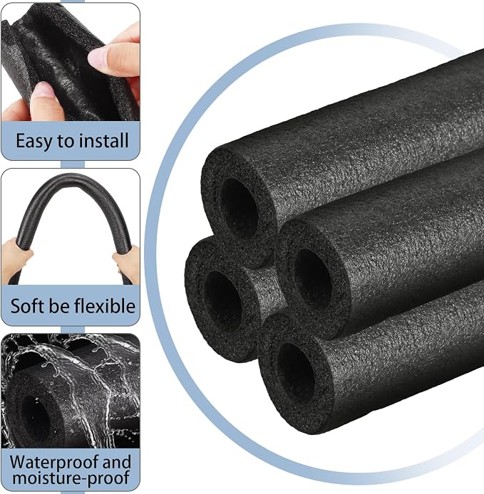 12 Pcs 3.3 Feet Pipe Insulation Foam Tube Black Pool Noodles, 1 Inch | Pre-slit - Image 4