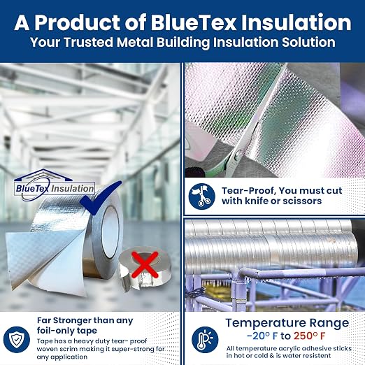 BlueTex Insulationㅤ HVAC Aluminum Foil Tape 3 inch x 150 ft, Heavy Duty - Image 4