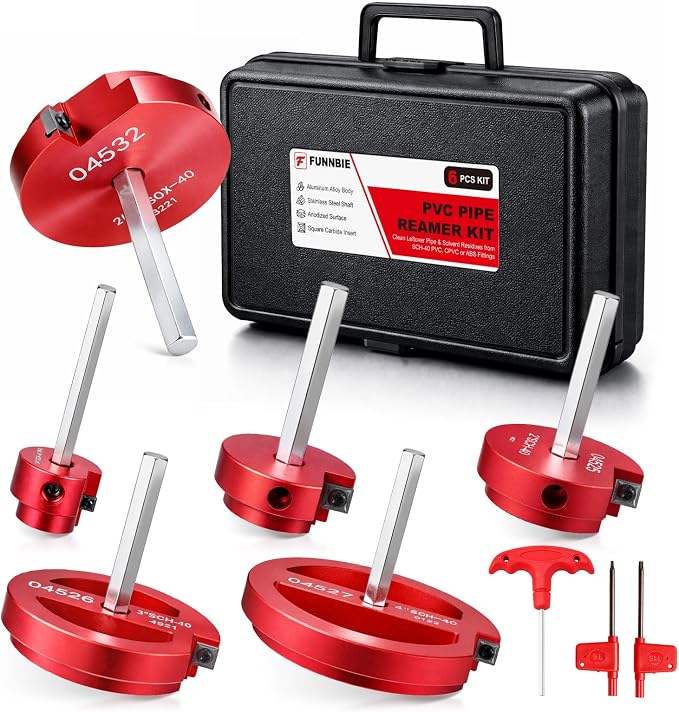 6Pcs PVC Pipe Reamer Kit, Durable Aluminum PVC Fitting Saver | Sch.40 CPVC by Unknown